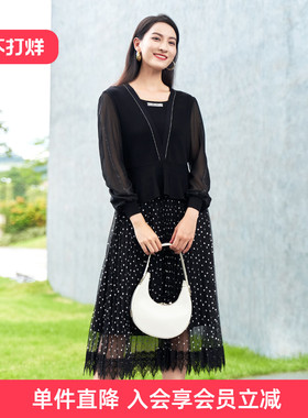 歌蒂诗春季专柜新款优雅女连衣裙 高腰修身中长裙1D11L3511