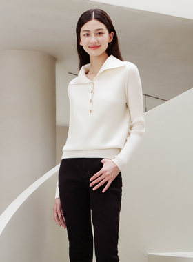 歌蒂诗冬季专柜新款时尚个性大翻领羊毛外穿针织衫 8D41Z1627