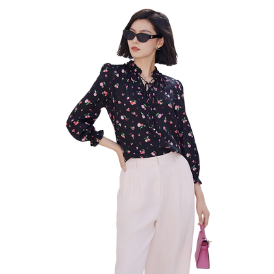 歌蒂诗优雅气质碎花长袖小衫