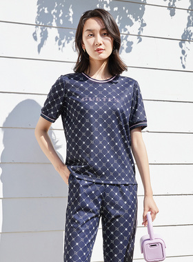 歌蒂诗夏季专柜新款时尚百搭休闲简约印花T恤女上衣1C22X0142