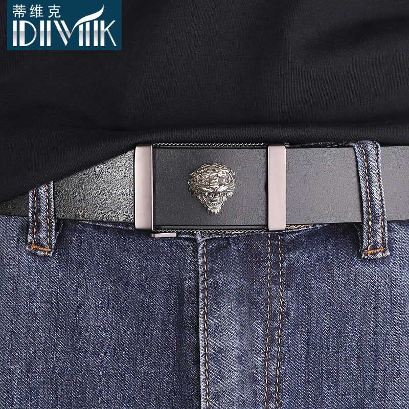 十二生肖老虎头皮带男士真皮内穿自动扣腰带头层纯牛皮休闲裤带潮