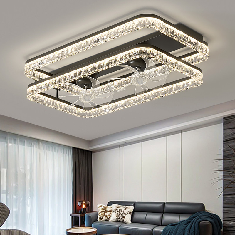 客厅风扇灯轻奢高级感意式极简冰裂纹卧室餐厅吸顶灯全屋灯具套餐