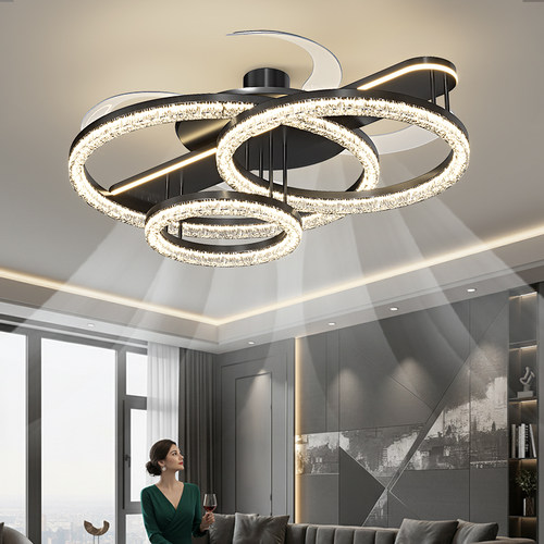 惠普客厅灯高级感轻奢餐厅风扇灯