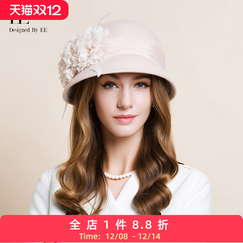 冬季帽子EE花朵英伦女秋