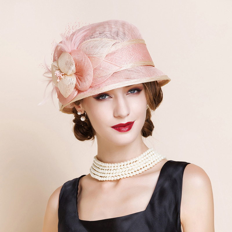 EE甜美可爱礼帽女潮英伦休闲百搭时尚女帽子英式麻纱帽小礼帽1004