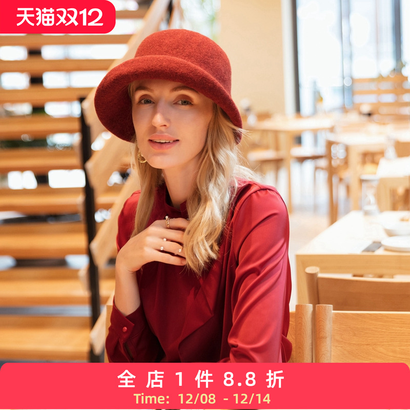 秋冬英伦羊毛优雅百搭女小礼帽