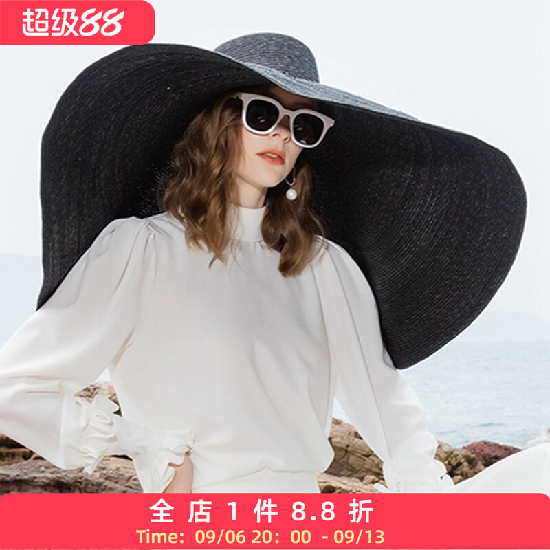 EE 夏季新款时尚百搭优雅气质遮脸遮阳帽女防晒防紫外线女帽