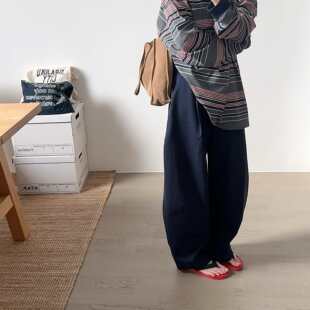 【小喵】韩代26ss 松弛慵懒感纯色高腰宽松显瘦百搭弯刀裤休闲裤