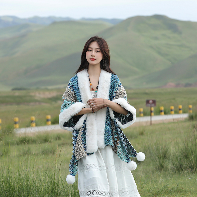 春秋冬披肩中国风围炉煮茶露营