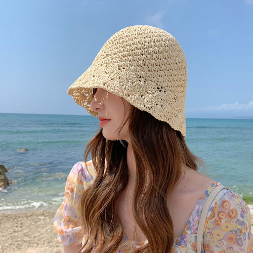 女夏日日系手工显脸帽百搭帽子