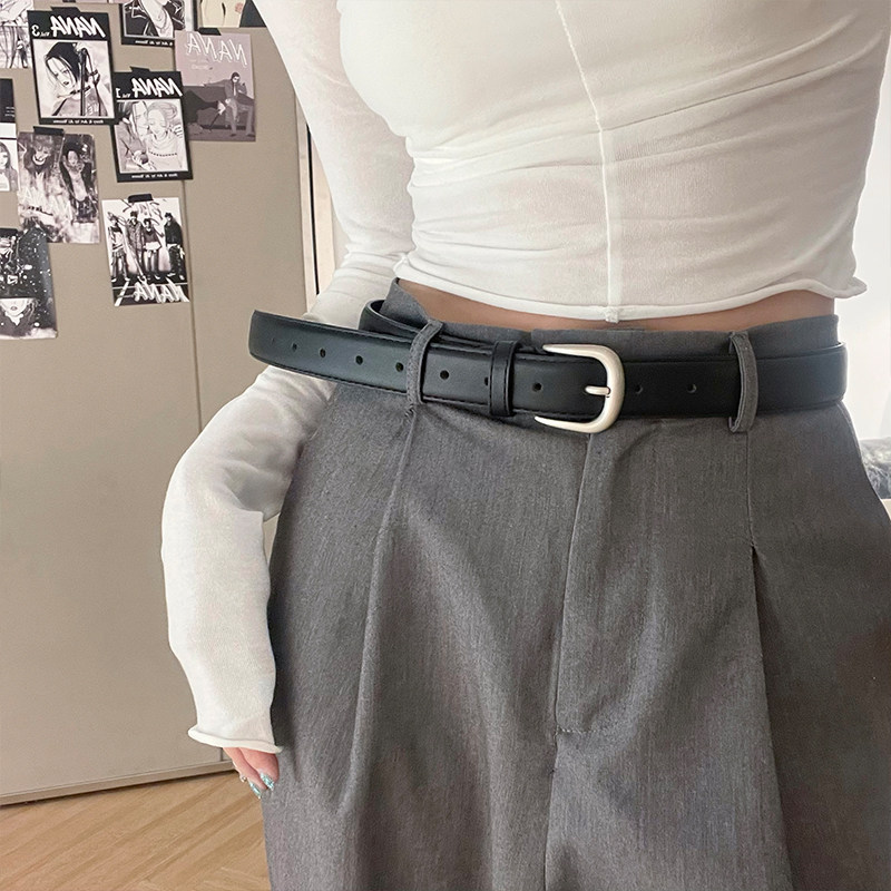 男女通用简约复古PU合金腰带