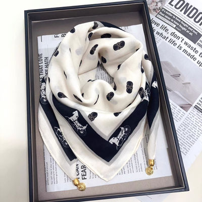 磁吸扣棉麻小方巾女春秋百搭