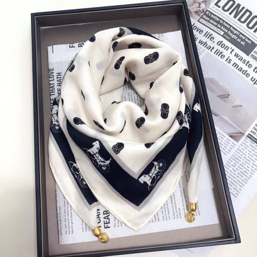 磁吸扣棉麻小方巾女春秋百搭