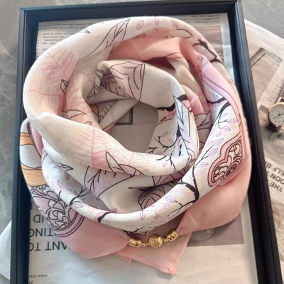 磁吸扣棉麻小方巾丝巾女春秋百搭