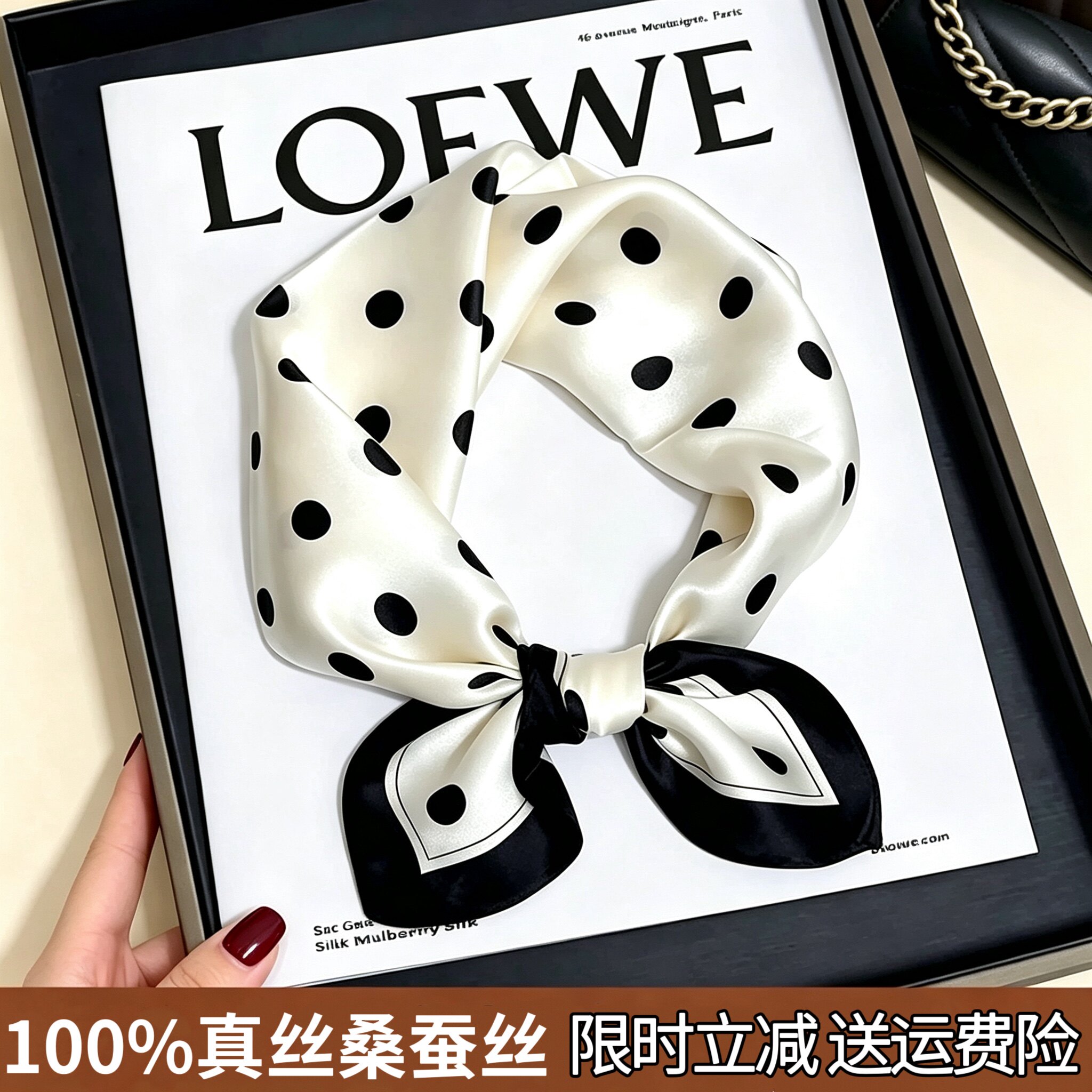 杭州丝绸100%真丝桑蚕丝丝巾女新款小方巾围巾小领巾披肩百搭高级