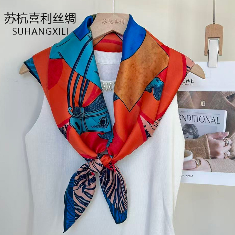 复古印花大方巾丝巾女百搭时尚