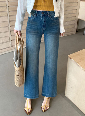 2026春季新款jeans千子26057九分弹力显瘦女牛仔小直筒筒喇奶奶裤