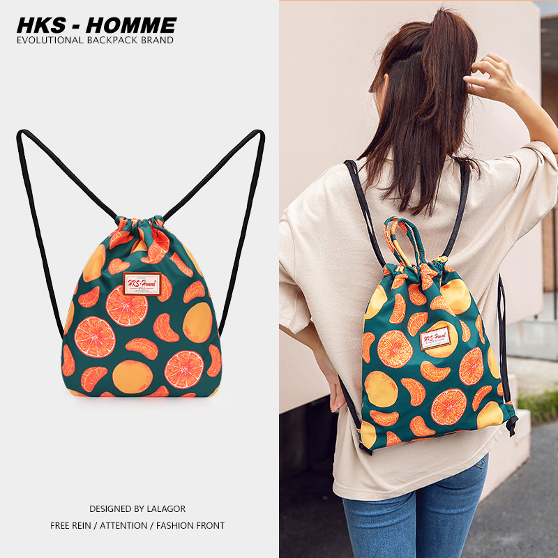 户外双肩包学生书包健身抽绳背包