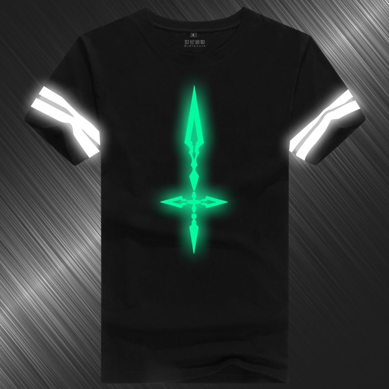 FateZeroStayNight令咒T恤saber动漫反夜发荧光纯棉短袖夏男衣服