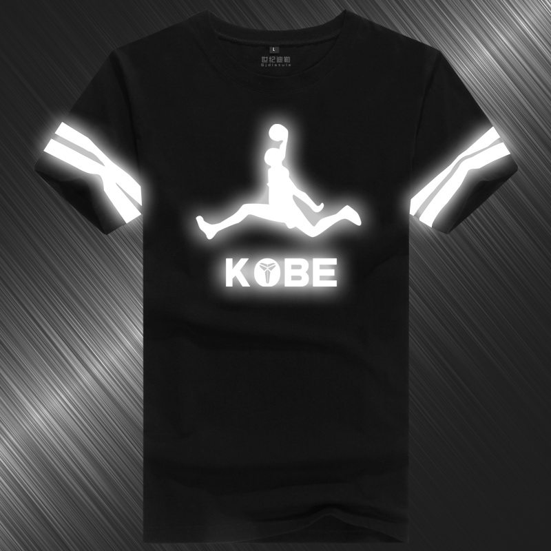 2016夏科比篮球t恤黑曼巴夜光反光衣服加肥大码24号运动短袖男士