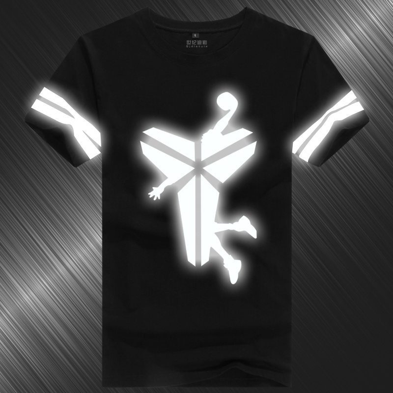 2016夏科比篮球t恤黑曼巴夜光反光衣服加肥大码24号运动短袖男士