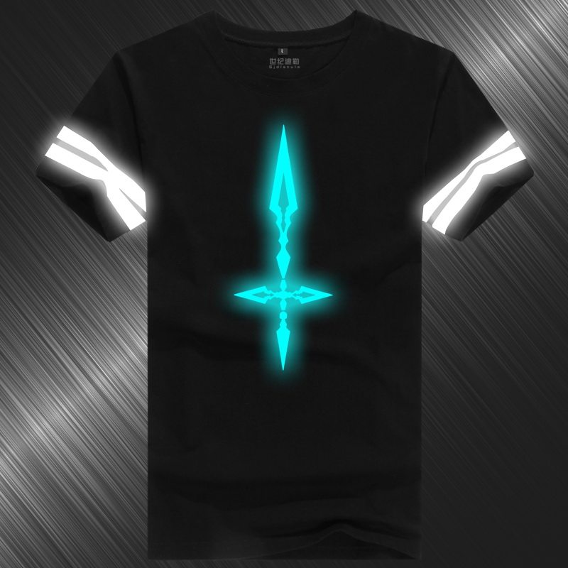 FateZeroStayNight令咒T恤saber动漫反夜发荧光纯棉短袖夏男衣服