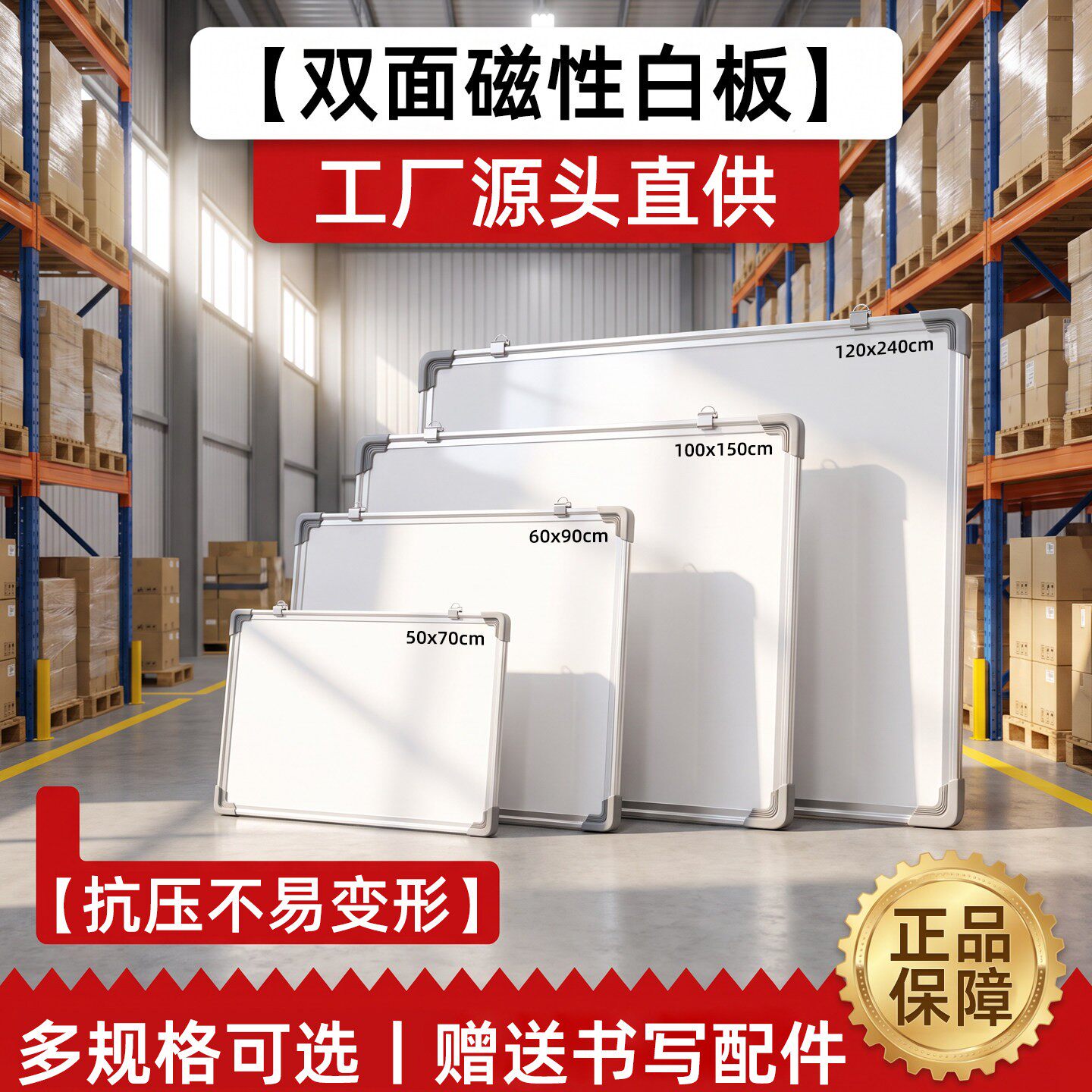 双面磁吸可擦写白板会议室家用
