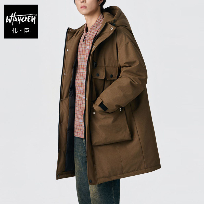 伟臣大码男装羽绒服加肥加大男外套冬装冬季潮胖长款