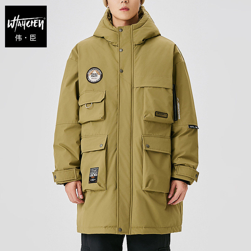 伟臣大码羽绒服长款加肥加大男外套冬季冬装工装机能胖子肥佬