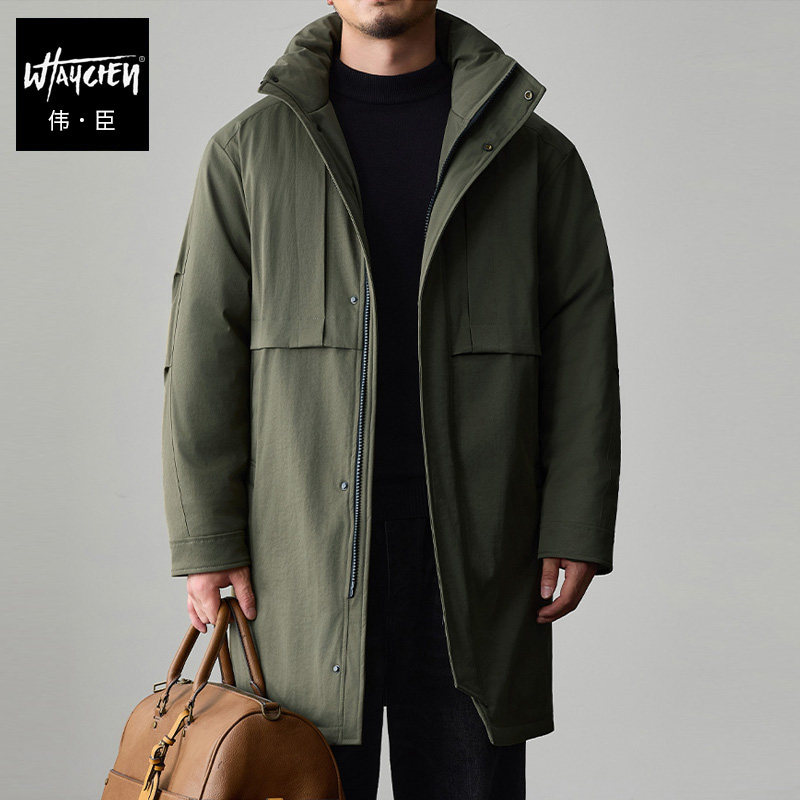 伟臣大码男中长款夹克棉衣秋冬连帽外套加肥加大男棉服胖子潮胖