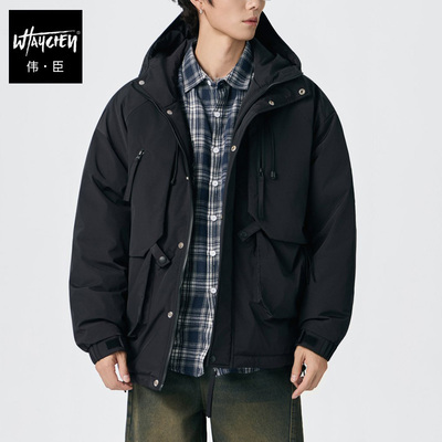 伟臣大码男装羽绒服加肥加大男外套潮胖工装机能胖子冬装男生