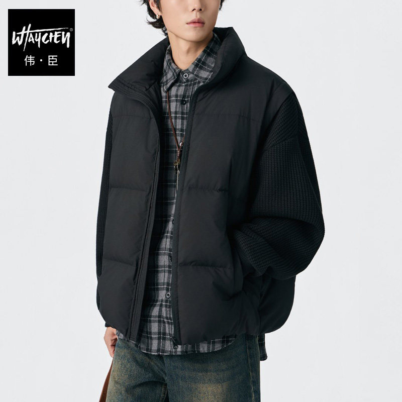 伟臣大码男羽绒服加肥加大男装外套拼接潮胖男生大号胖子肥佬冬装