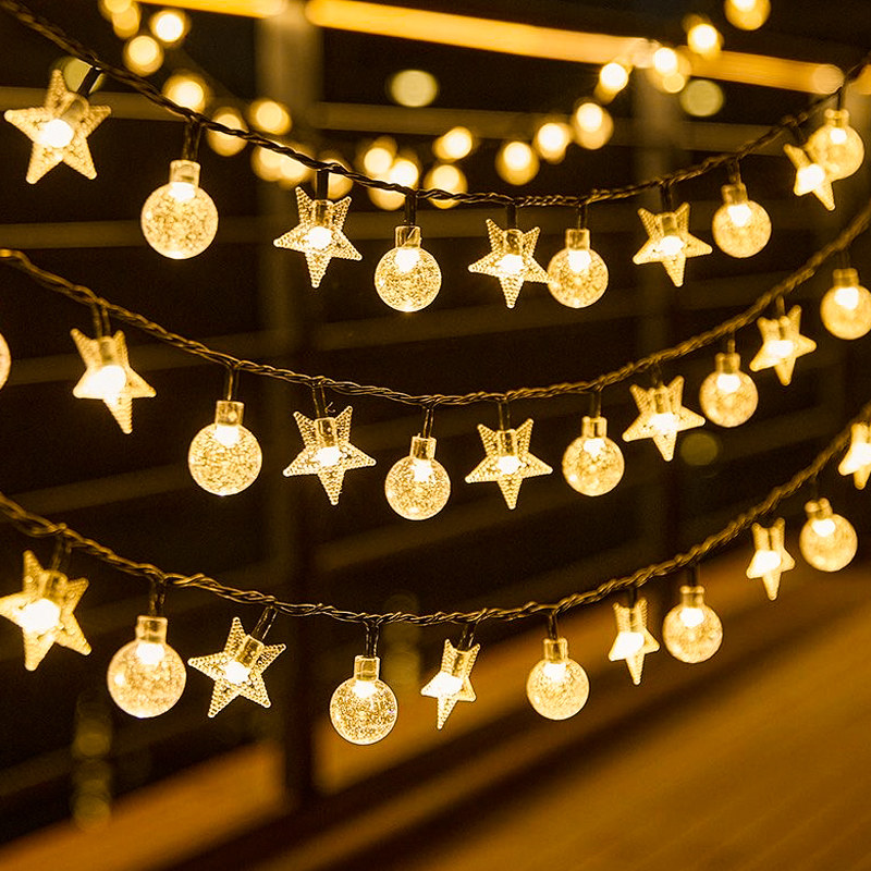 led小灯泡户外露营氛围灯帐篷装饰灯阳台太阳能彩灯串灯带星星灯