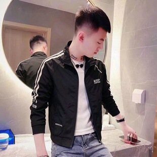 新款男士外套春秋时尚夹克韩版修身休闲帅气百搭短款潮牌立领上衣