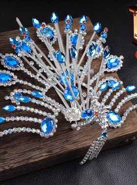 戏曲包头用品全套京越剧青衣花旦小旦小姐头饰头面七彩木钻大正凤