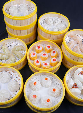 仿真假菜叉烧包蟹黄馒头饺子样品