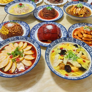 定制仿真食物模型树脂八大碗菜品模型扣碗蒸碗展示道具直播展示