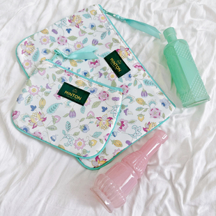 收纳包零钱包票据包 Minton 原D 薄荷绿优雅少女英式 花草轻便防水