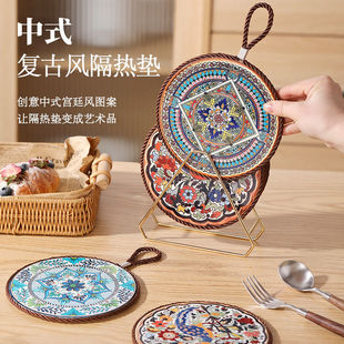 中式隔热垫陶瓷锅垫防烫耐高温隔热餐桌垫砂锅垫高级感餐盘垫碗垫