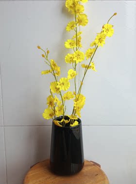 黑色陶瓷收纳筒花瓶花插花盆家居