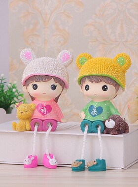 北欧ins情侣吊脚娃娃家居装饰品