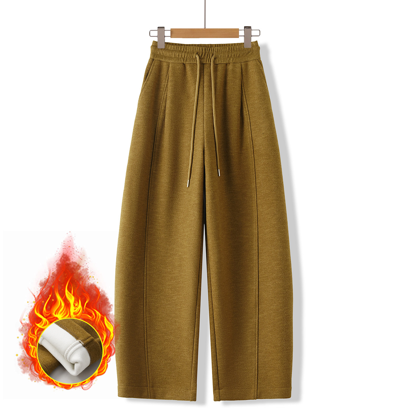 羊毛加绒弯刀裤女2025年冬季新款高腰宽松阔腿裤保暖松紧腰休闲裤,女装/女士精品,休闲裤,淘宝优惠券,粉丝福利购,淘宝优惠卷