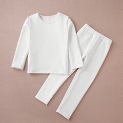 儿童保暖内衣套装秋冬白色中大童加厚演出服女童纯棉加绒睡衣男童