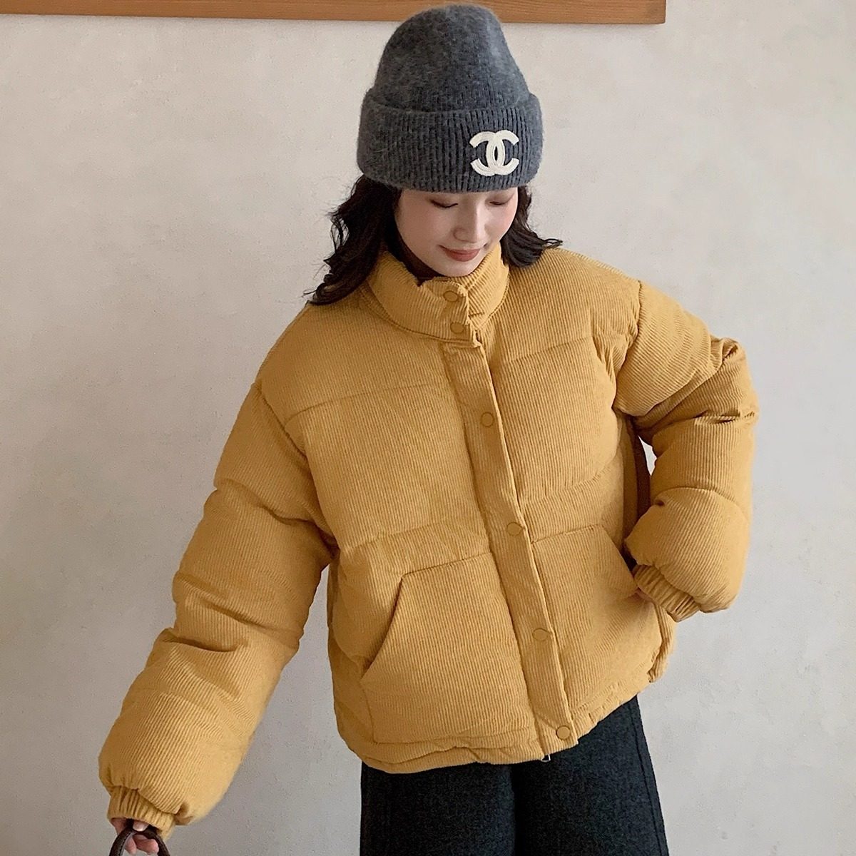 2025冬季韩版休闲立领灯芯绒棉服女时尚多巴胺色棉袄加厚保暖外套