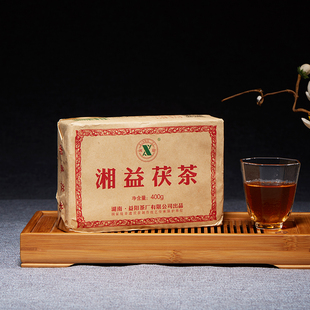 湘益茯茶黑茶湖南安化正品 红丝带 金花茯砖茶官方旗舰店 2022版