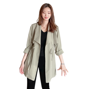 女士短外套薄款设计感大码风衣外套女中长款2025新款秋季小个子女