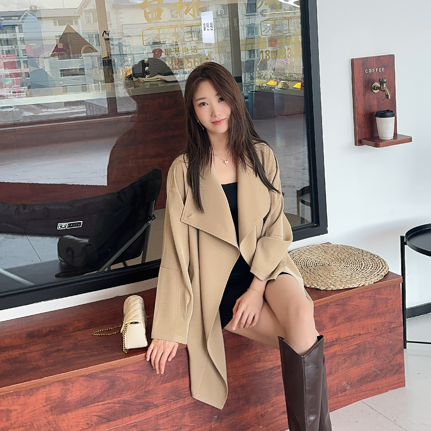 春季短款风衣女款2026新款垂感薄款中长款风衣小个子外套大码胖mm