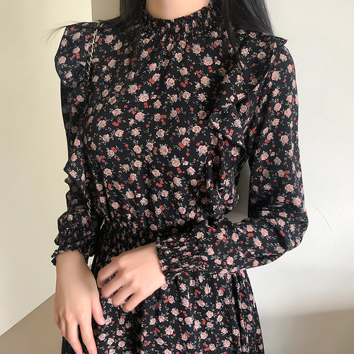 法式长袖连衣裙女春秋长裙显瘦