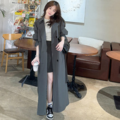 灰色风衣外套女2025春秋新款 韩系大衣长款 风衣大码 爆款 女装 胖mm