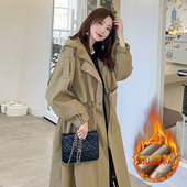 流行风衣中长款 加绒风衣厚 高级感2025新款 冬季 外套女大衣过膝大码